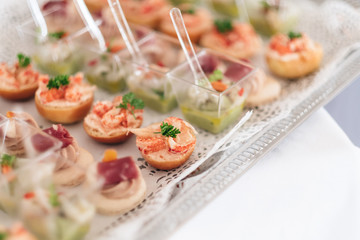 Fresh and appetizing mouth-watering with vegetables and seafood