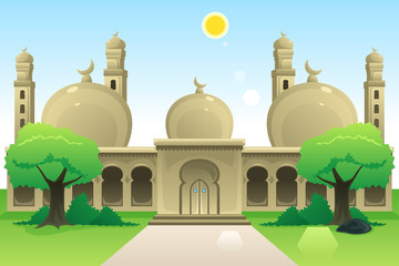 Islamic Mosque at Noon Illustration