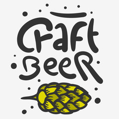 Craft Beer Hand Drawn Vector Design With  Beer Hop  Illustrations