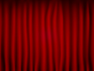 Beautiful red theatre folded curtain drapes texture.