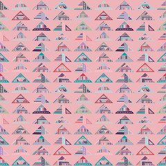 Seamless vector pattern. geometrical background with hand drawn decorative tribal elements. Print with ethnic, folk, traditional motifs. Graphic illustration for wrapping, wallpaper, fabric, packing