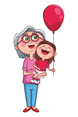 grandmother and granddaughter balloon