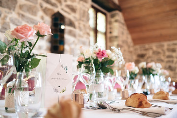 Vintage decoration with flowers and wood for festive events and weddings