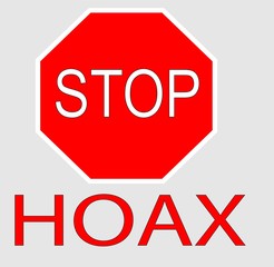 Red Stop Hoax sign