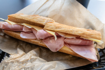 ham and cheese baguette sandwich