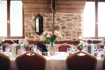 Vintage decoration with flowers and wood for festive events and weddings