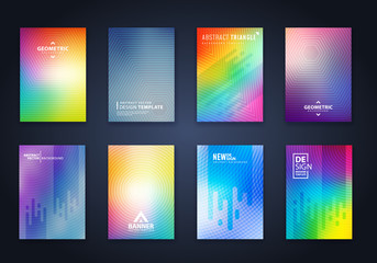 Fototapeta premium Cool background minimal geometric halftone line design template set