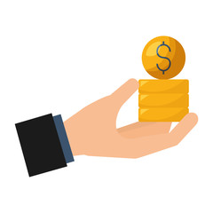 hand holding stacked dollar coins