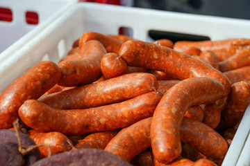 Delicious Sausages Exposed for Sale in the Market