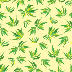 Fototapeta na wymiar Vector seamless pattern with bamboo leaves on white background