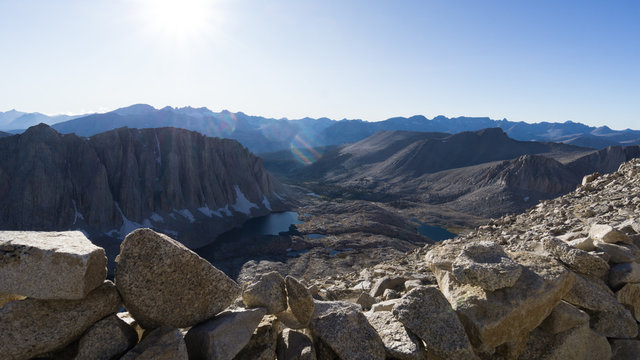 Camping on Mount Whitney, in the Sierra Nevada with views of Guitar Lake