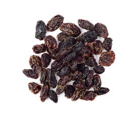 Black raisin isolated on white background