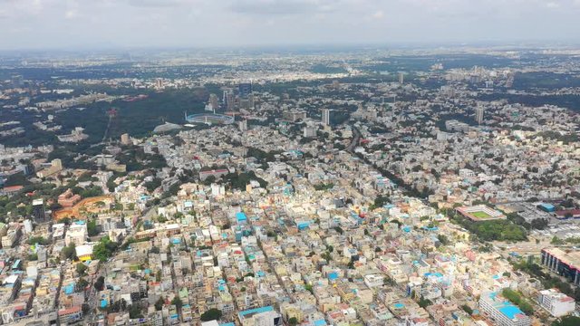 sunny day bangalore cityscape aerial panorama 4k india