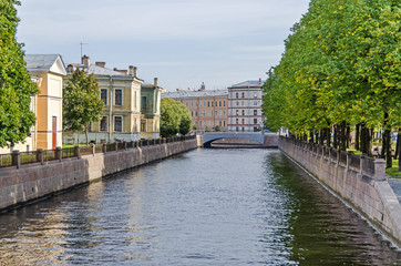 Novo-Nikolsky Bridge over the Griboyedov Channel and  Nikolsky Squer in Saint Petersburg, Russia