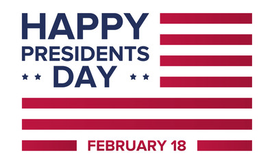 Happy Presidents day in United States. Washington's Birthday. Federal holiday in America. Celebrated in February. Poster, banner and background