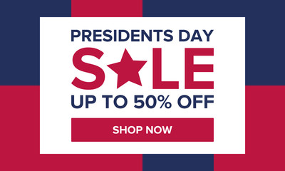 Happy Presidents day in United States. Washington's Birthday. Shopping sale banner, poster or background. Traditional federal holiday in America. Celebrated in February. 