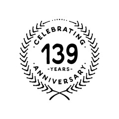 139 years design template. 139th vector and illustration 