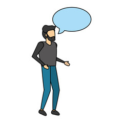 man standing with speech bubble