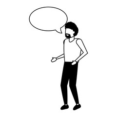 man standing with speech bubble