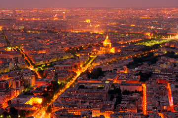 Invalides, Bird view Paris by night