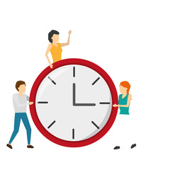 man and women with clock time