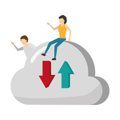 man and woman with cloud computing