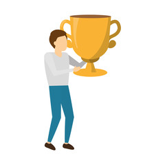 business man holding trophy