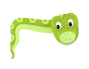 cartoon scene with snake on white background with sign name of animal - illustration for children