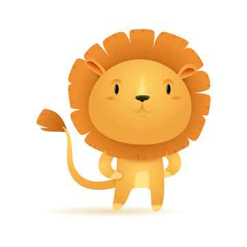 cute little lion character on a white background