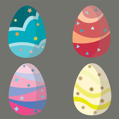 Vector illustration..4 Easter eggs 4 types according to beautiful patterns