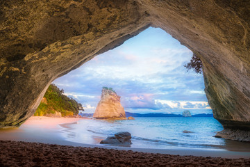 view from the cave at cathedral cove,coromandel,new zealand 6