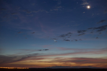 sunset with the moon