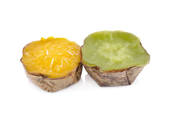 Chinese New Year sticky rice cakes on white background