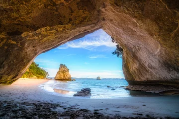Fototapeten Blick von der Höhle bei Cathedral Cove, Coromandel, Neuseeland 49 © Christian B.