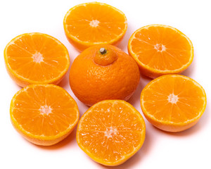 Set of Mandarin Oranges Cut in Half. Vitamins healthy lifestyle vegan superfoods concept.