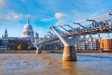 Fototapeta premium View of St Paul's Cathedral with the Millenium Bridge in London, UK
