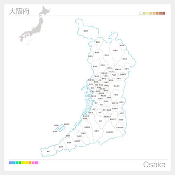 大阪府の地図 のストック写真 ロイヤリティフリーの画像 ベクター イラスト Adobe Stock