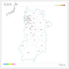 奈良県の地図（市町村・区分け）