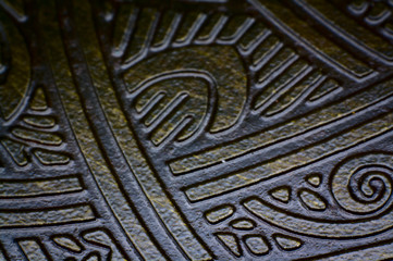 Close-up of golden egypt plate