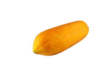 ripe papaya yellow tropical fruit on white background