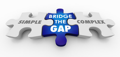 Simple Vs Complex Bridge the Gap Puzzle Pieces 3d Illustration