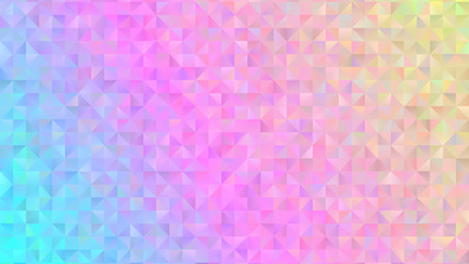 Holographic Gradient Polygonal Pattern Vector Background. Psychedelic Multicolored Neon Low Poly Surface. Blue, Pink and Yellow Faceted Geometric Print. Abstract Backdrop 9:16 Aspect Ratio. © Artefficient