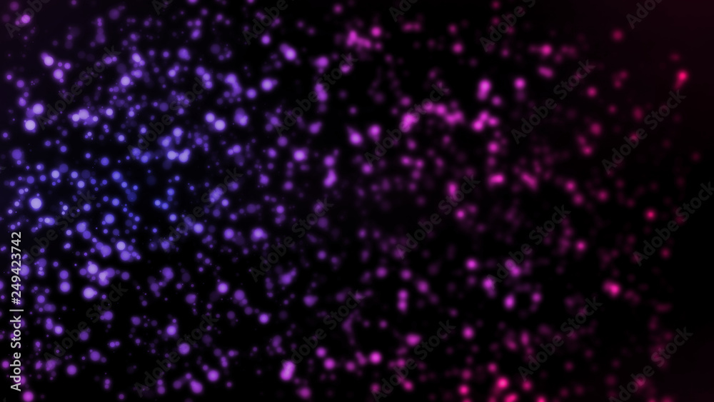 Poster 3D Rendering of abstract colorful circles with depth of field blur. For use with deep machine learning, crypto currency, Big data visualization, Data center, Stars or universe galaxy theme.