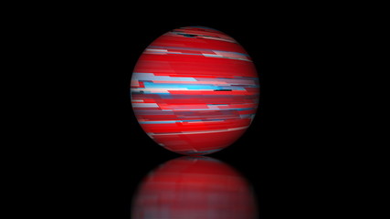 Digital sphere with abstract stripes in space, modern computer generated background, 3D rendering