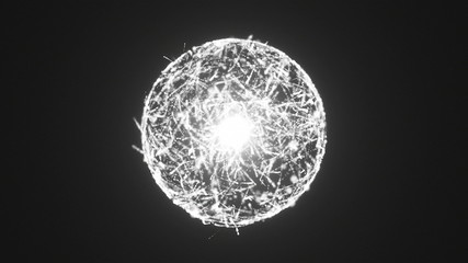 Plasma energy ball are in dark space, 3d rendering background, computer generating backdrop for modern design