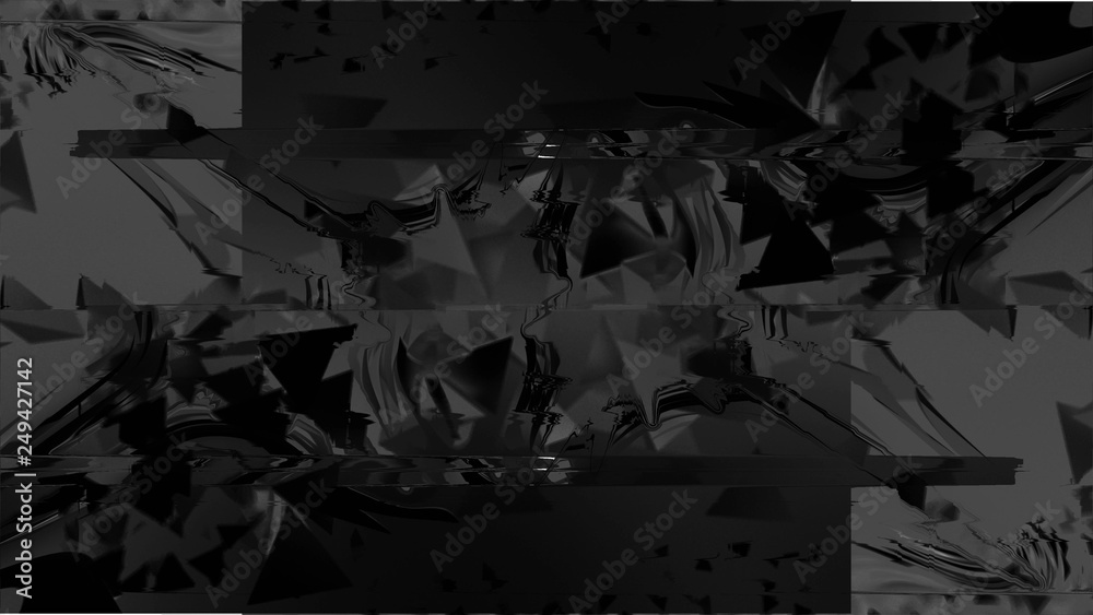 Poster dynamic glich video, bad tv signal of display, 3d rendering computer generated background
