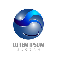Circle blue sphere 3d logo concept design. Symbol graphic template element vector