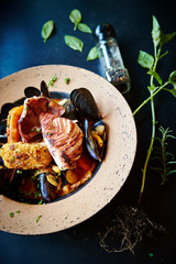 Squid and mussel soup 