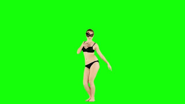 Club Stripper Dancing in Lingerie Green Screen