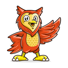Owl mascot character, vector of owl cartoon smiling and standing up